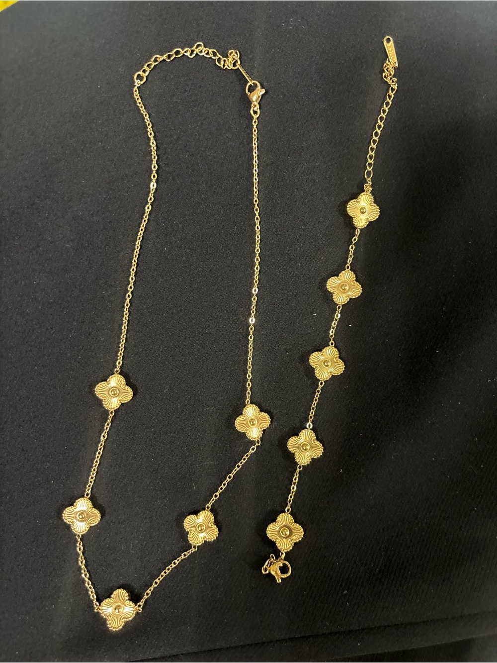 Gold Floral Station Necklace and Bracelet Set - Women Jewelry - Picture 2 of 5